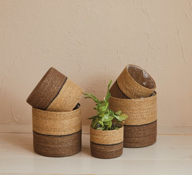 Woven Seagrass Cylinder Baskets