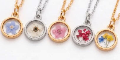 Flower Rings with Pressed Flowers