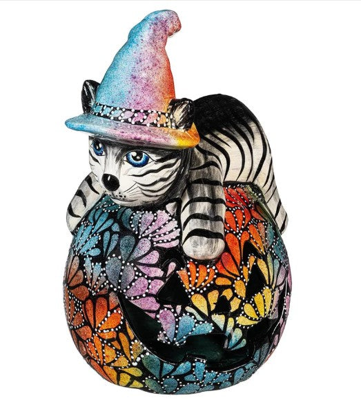 Mexican Talavera Witch Cat Jack O'Lanterns