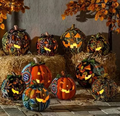 Mexican Talavera Pottery Garden Jack O'Lanterns