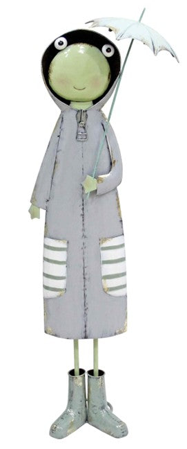 Enameled-metal Tall Frog in a Raincoat