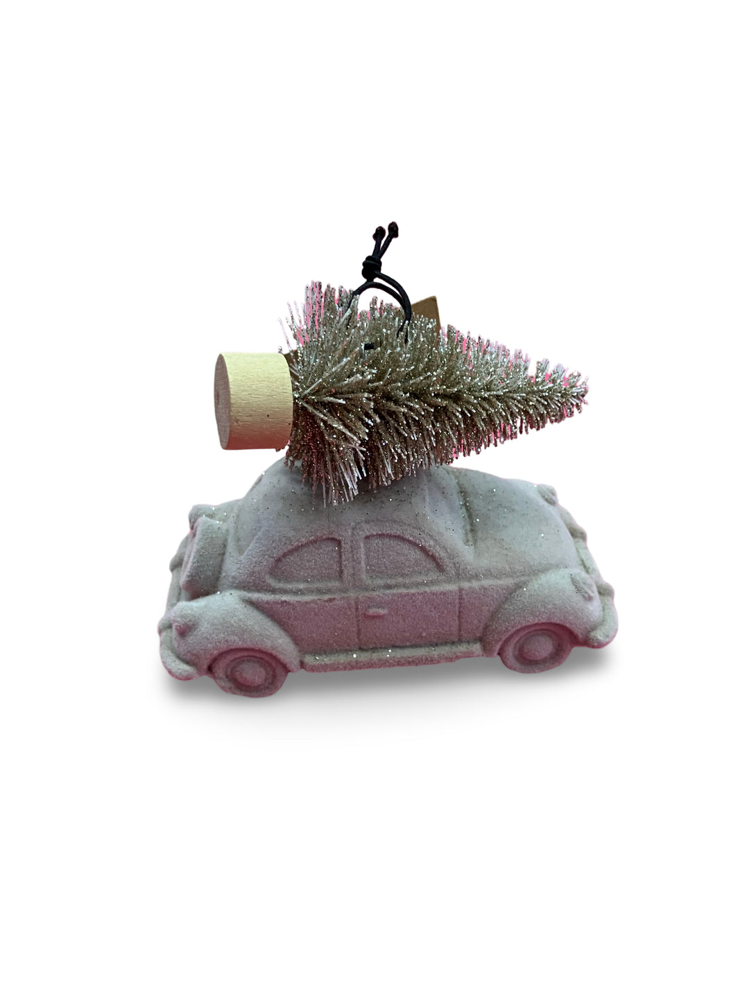 Tiny Silver Car w Tree Ornament