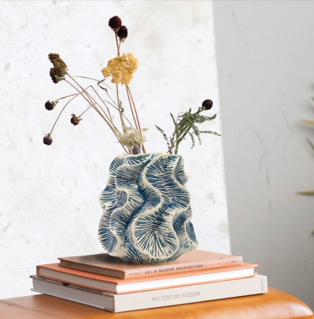 Textured Stoneware Organic Shaped Vase