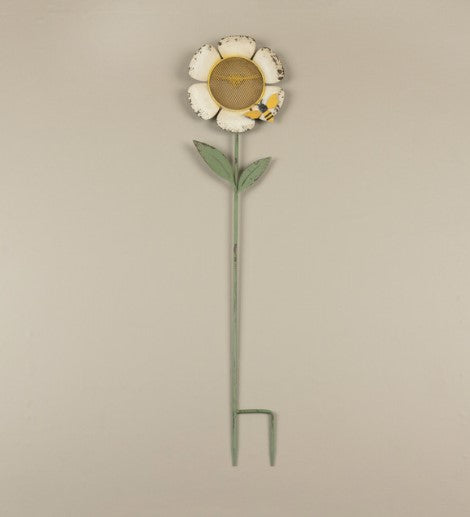 White Flower Bird Feeder Stake