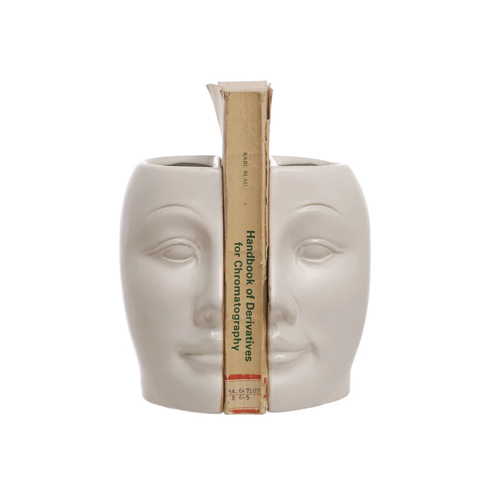 Bloomingville Sculpted Stoneware Face Vase/Bookends