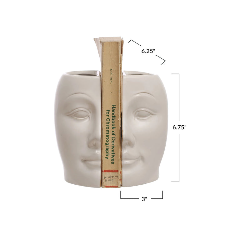 Bloomingville Sculpted Stoneware Face Vase/Bookends