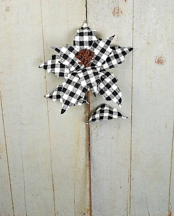 ISB79901- 30in Black White Plaid Jumbo Poinsettia-