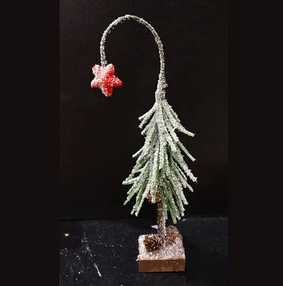ISB75031- 8in Snowy Shooting Star Mini Tree-Green
