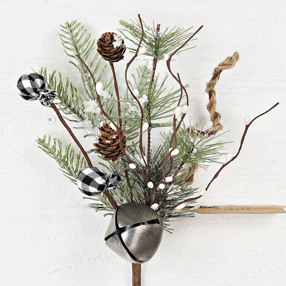 28356- 13in Pick w.Ball-Country Gingham Holidays-Black White