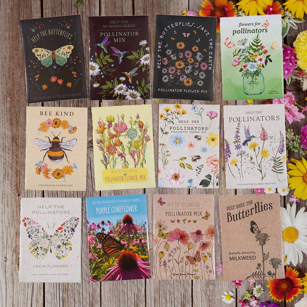 Help Pollinators Kraft Butterfly - Pollinator Wildflower Seed Packets