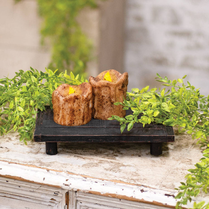Distressed Black Wooden Rectangle Riser