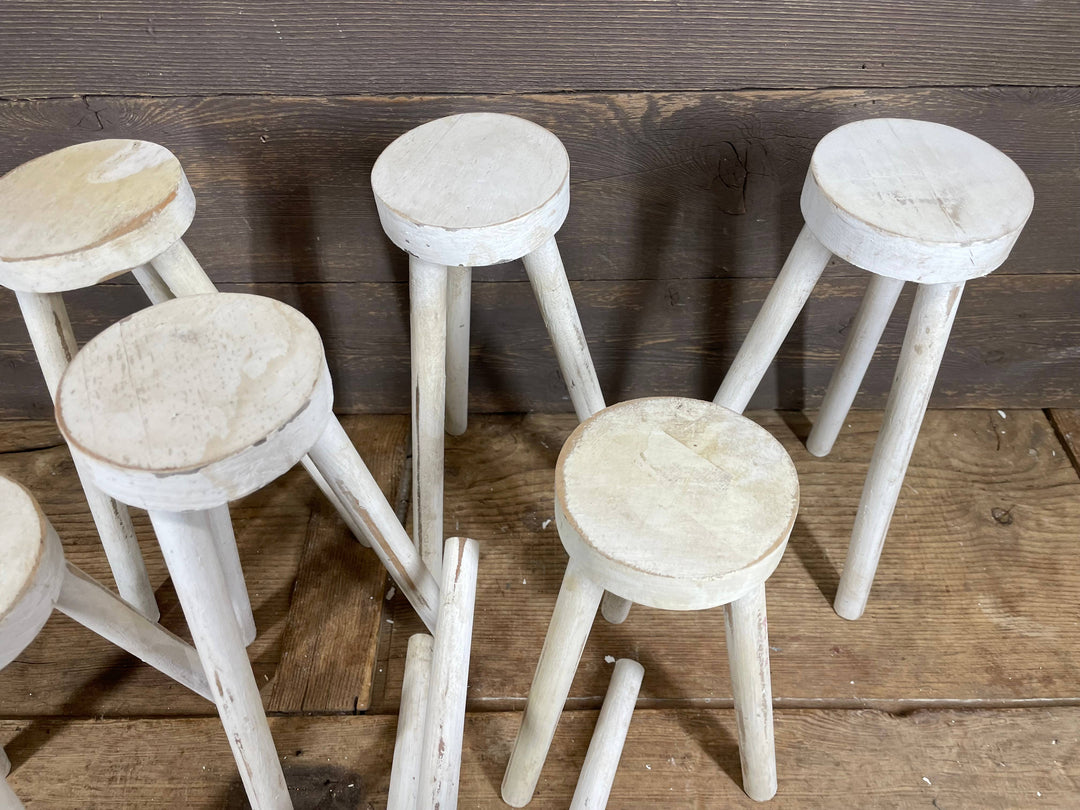 Farmhouse Stool-Assorted Sizes-CLEARANCE-3 Legs-White-$5