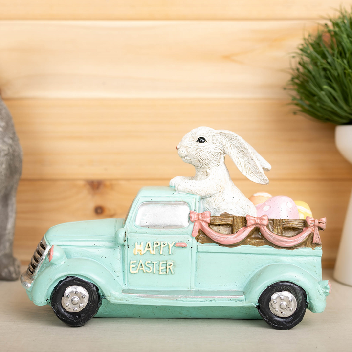Easter Bunny in Car Figurine 9.5"L