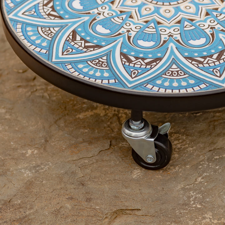 13.8" Mosaic Tile Plant Trolley