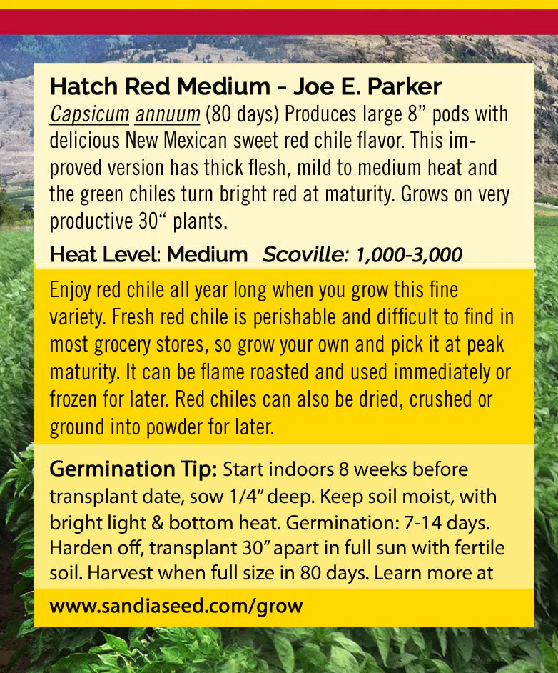 Hatch Red Medium Joe Parker Pepper Seed