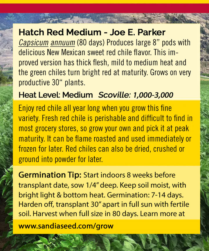 Hatch Red Medium Joe Parker Pepper Seed