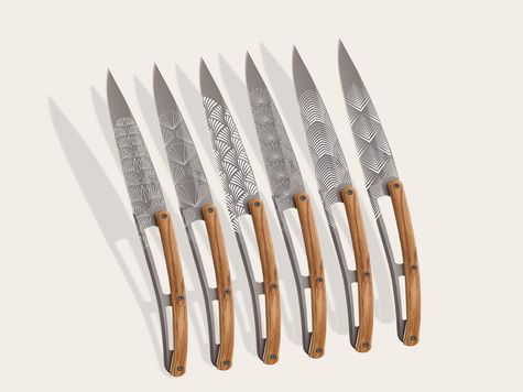 Steak Knives - Olive Wood - Art Deco
