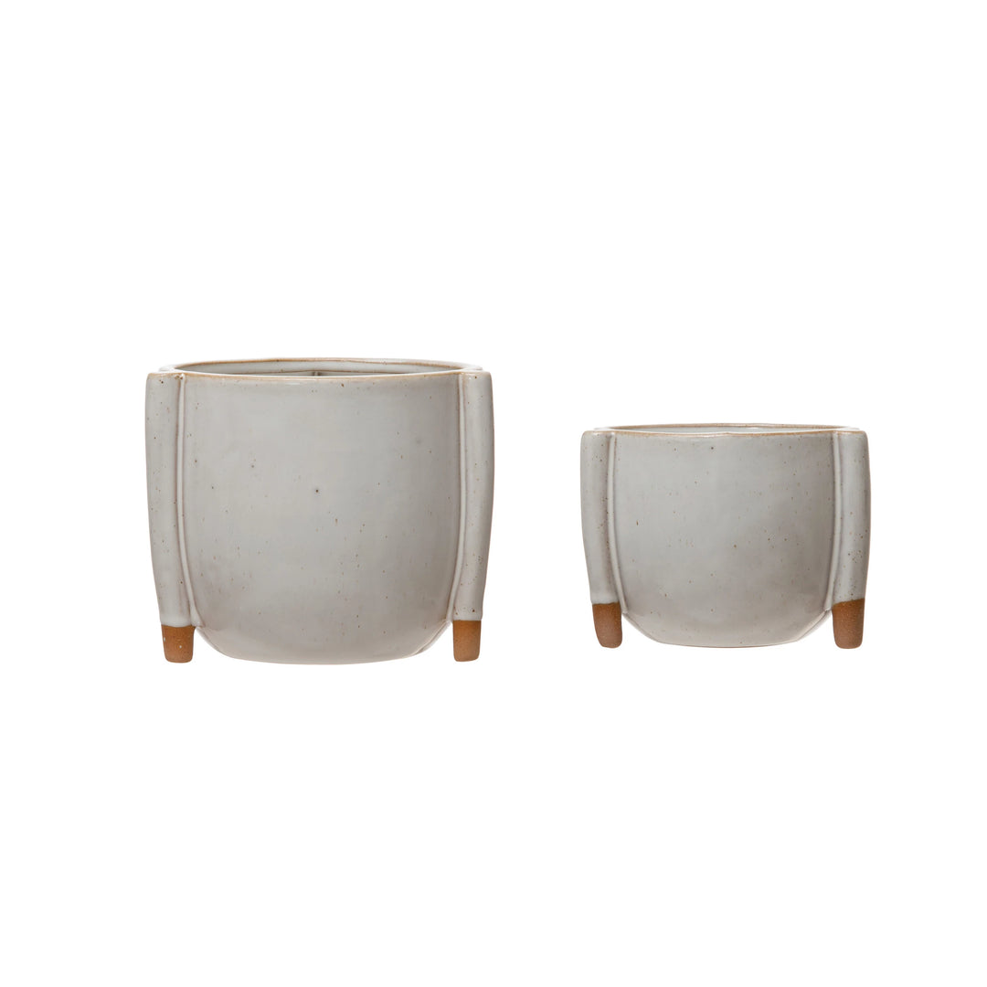 Stoneware Footed Planter w/ Reactive Glaze
