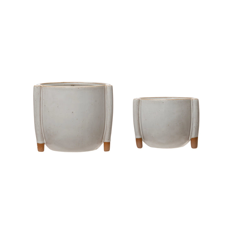 Stoneware Footed Planter w/ Reactive Glaze
