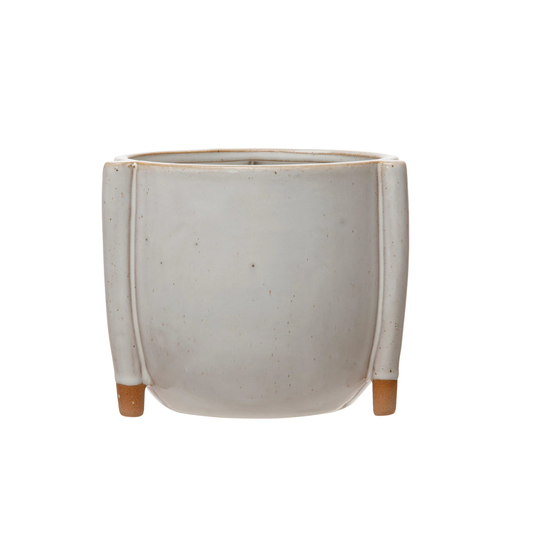 Stoneware Footed Planter w/ Reactive Glaze