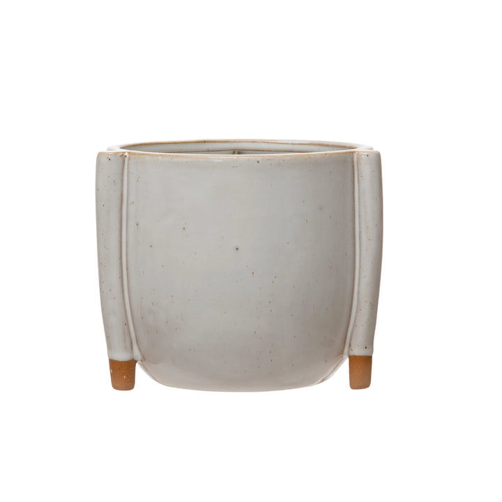Stoneware Footed Planter w/ Reactive Glaze